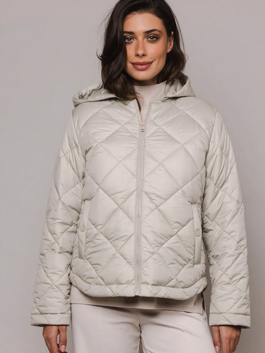 Rino&Pelle Women's Short Puffer Jacket for Winter Beige