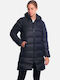 Lang Damen Puffer Jacke für Winter Schwarz