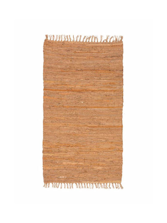 Πέρσικα Leather Rugs Solid Χαλί Ορθογώνιο Δερμάτινο με Κρόσια Dark Camel