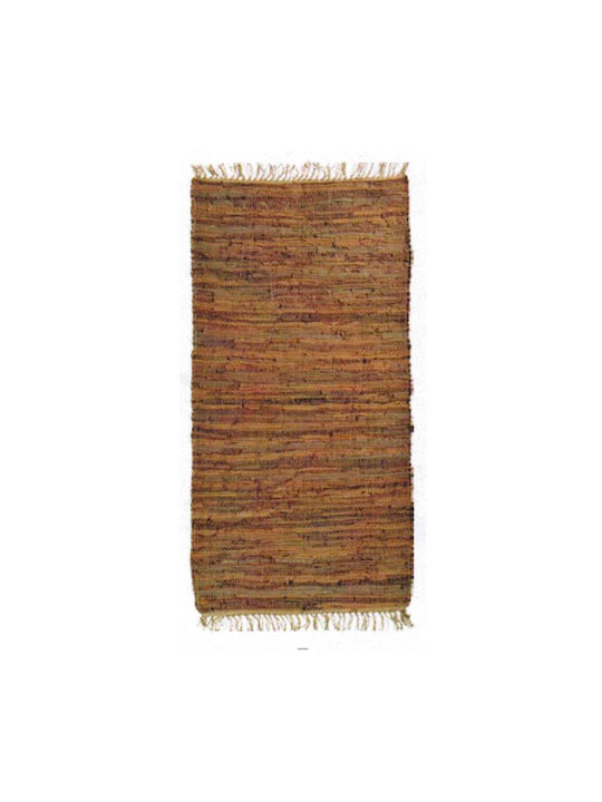 Πέρσικα Leather Rugs Solid Χαλί Ορθογώνιο Δερμάτινο με Κρόσια Light Brown 70x130cm
