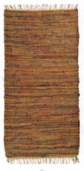 Πέρσικα Leather Rugs Solid Δερμάτινο με Κρόσια 70x130cm Light Brown