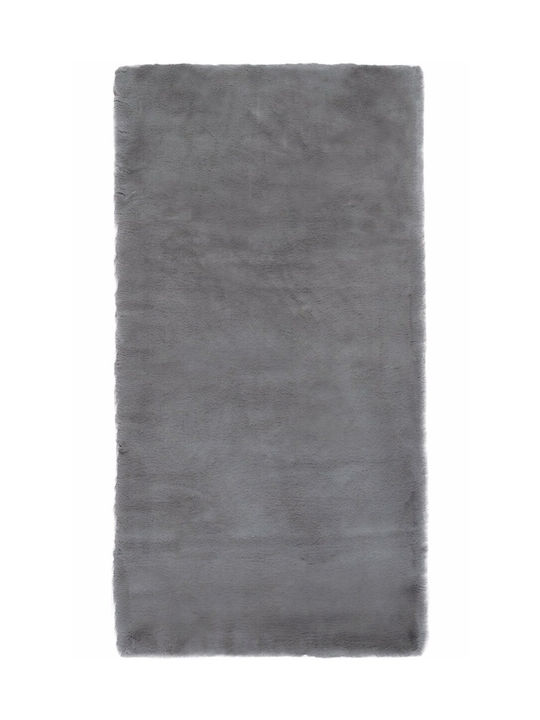 Persika Lapin Skin Rug Rectangular Furry Grey 04