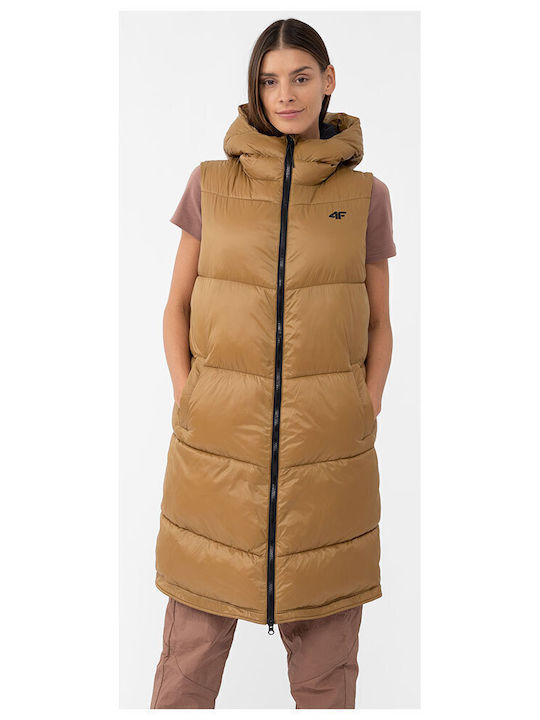 4F Women's Short Puffer Jacket for Winter Brown