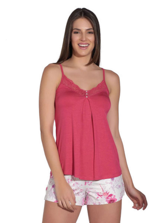 Sevim Sommer Damen Pyjama-Set Fuchsie