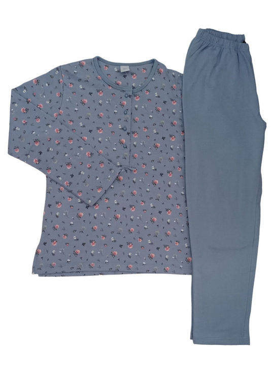 Collection Winter Damen Pyjama-Set Blau