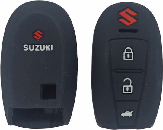 Silicone Car Key Cover Case with 3 Buttons for Universal / Suzuki Black