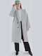 Women's Gray Coat Oversized with Buttons