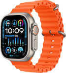 Apple Watch Ultra 2 Ocean Band Titanium 49mm Waterproof with eSIM and Heart Rate Monitor (Orange Ocean Band)