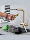 Stocco Kitchen Faucet Counter with Shower and Spiral Brushed Gold