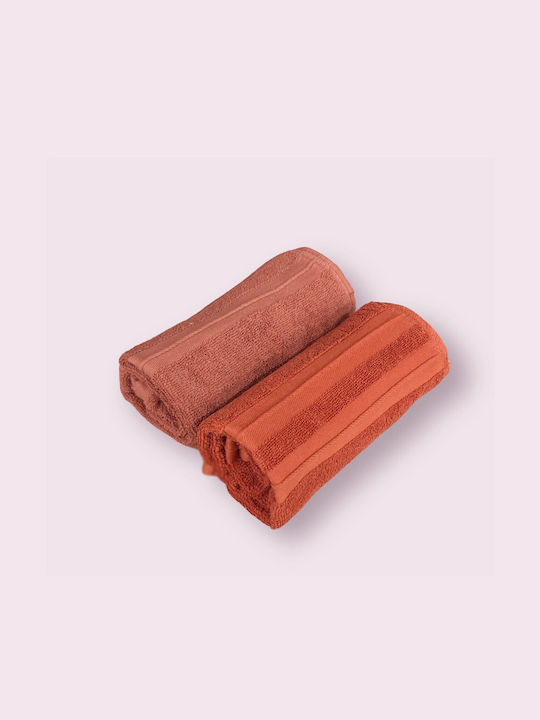 Decotelia Πετσέτα Χεριών Πορτοκαλί - Nile Rust brown 2τμχ Βάρους 450gr/m²