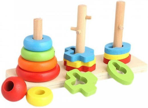 Marionette Wooden Toys Jucărie de Sortare a Formelor Forme Geometrice Și Culori din Lemn pentru 12++ Luni