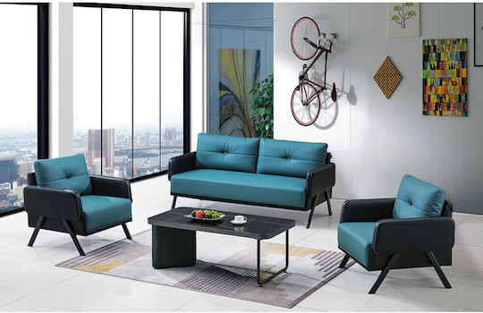 Living Room Furniture Set 3-Seater & Armchair Black