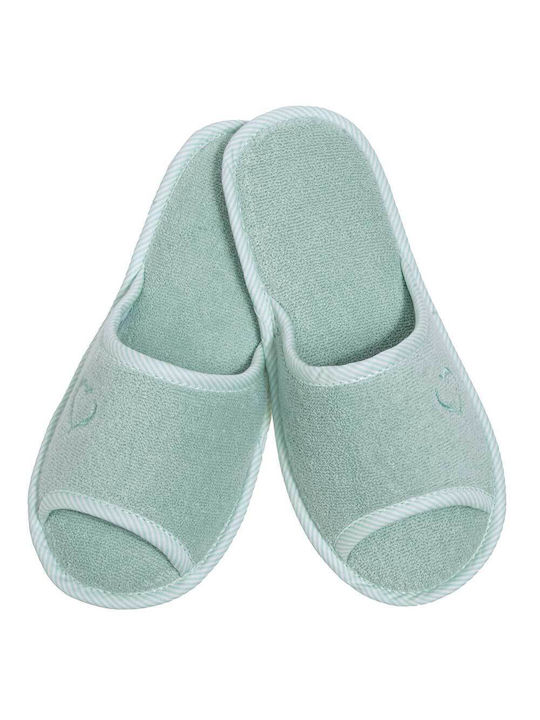 Amaryllis Slippers Πετσετέ Χειμερινές Γυναικείες Παντόφλες σε Πράσινο Χρώμα