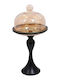 Fylliana Kuchenständer Glas mit Deckel & Fuß Schwarz 36cm