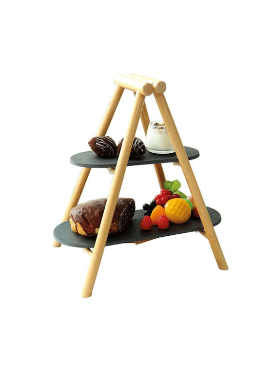 Paderno Wooden Dessert Tower Stand with 2 Tiers Black