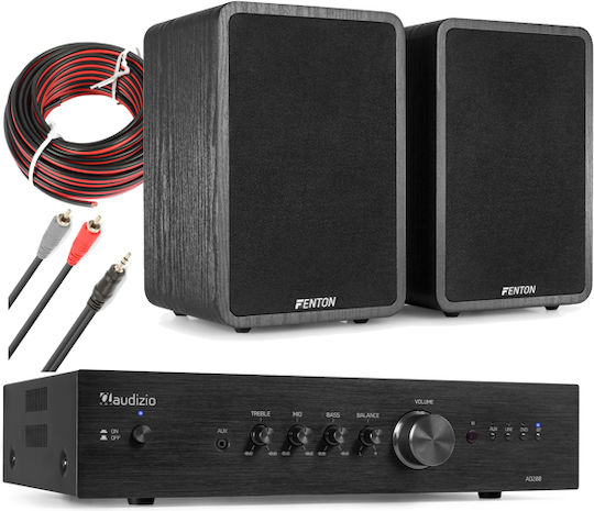 Audizio Soundsystem 2 AD200B + SHFB65 200W mit Digitale Medien Player und Bluetooth Schwarz