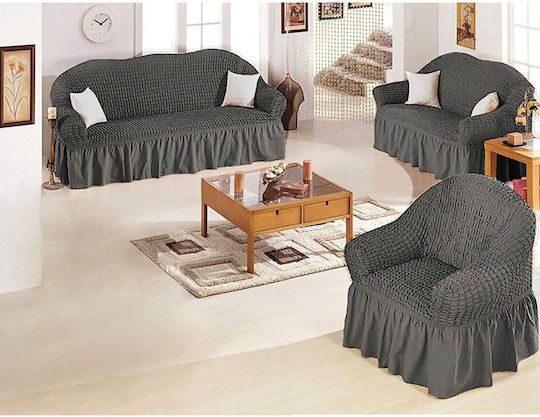 Cu volan Set de Huse Elastice pentru Canapea Dark grey 1buc SET-321-DARK GREY