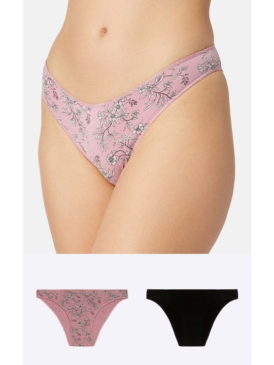 Minerva Fimelle Rio Γυναικεία Slip 2Pack Black/Pink