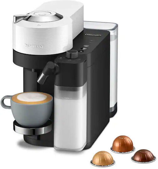 De'Longhi Lattissima Pod Coffee Machine for Vertuo Capsules 19bar Pressure with White Milk Frother
