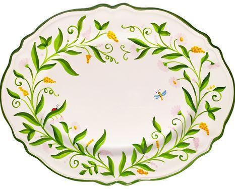 Terra Antica Oval Porcelain Serving Platter Green