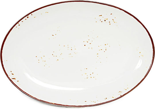 Dot Oval Porcelain Serving Platter White