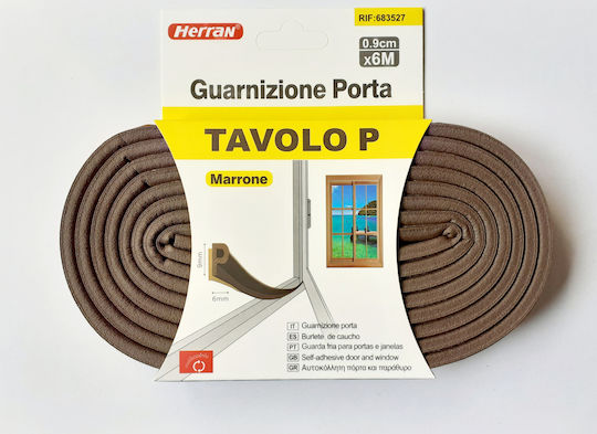 Herran Αεροστόπ Λάστιχο Πόρτας σε Καφέ Χρώμα 6mx0.6cm Herran Αεροστόπ Λάστιχο Πόρτας σε Καφέ Χρώμα 6mx0.6cm
