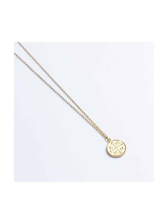 Cuoro Necklace Double Talisman from Gold Plated Steel