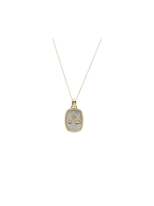 Ortaxidis Halskette Doppelter Amulett Tierkreiszeichen aus Gold 14K
