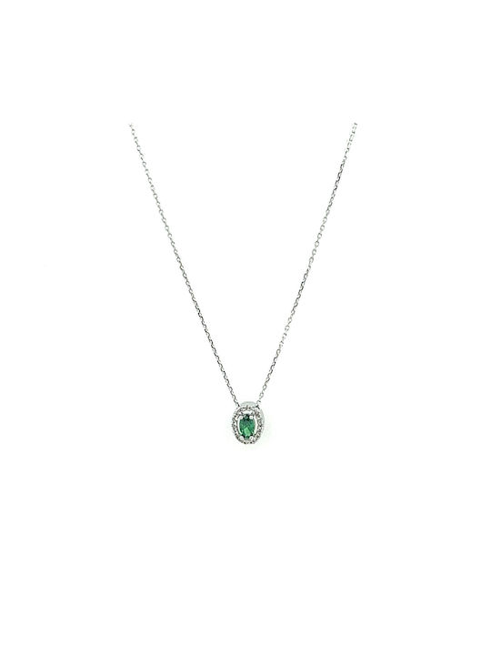 CHrysolithos Necklace Rosette from White Gold 14K