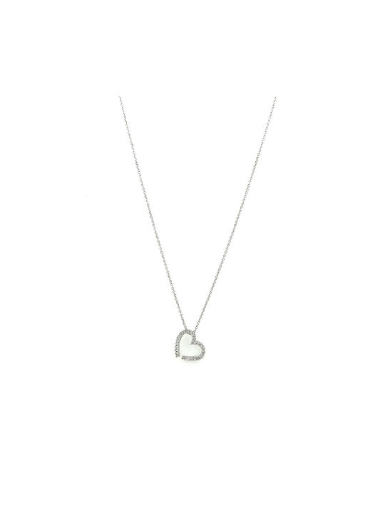 CHrysolithos Necklace with design Heart from White Gold 9 K