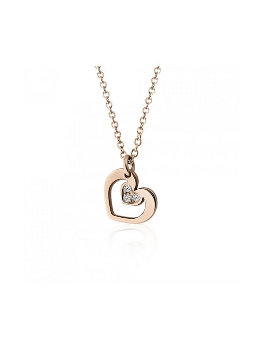 Ekan Halskette mit Design Herz aus Roségold 14K mit Diamant