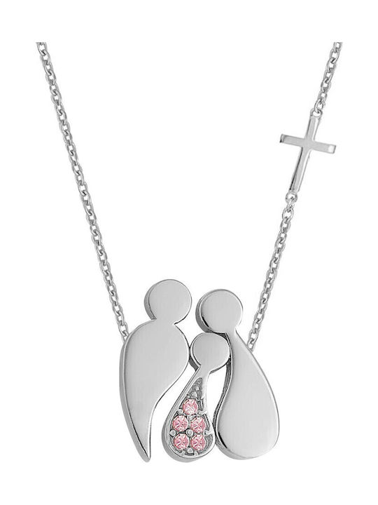 Verorama Family Necklace Made of Silver Pink