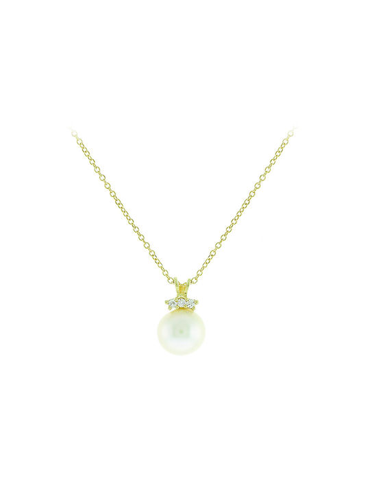 Ortaxidis Necklace from Gold 9 K with Pearls & Zircon