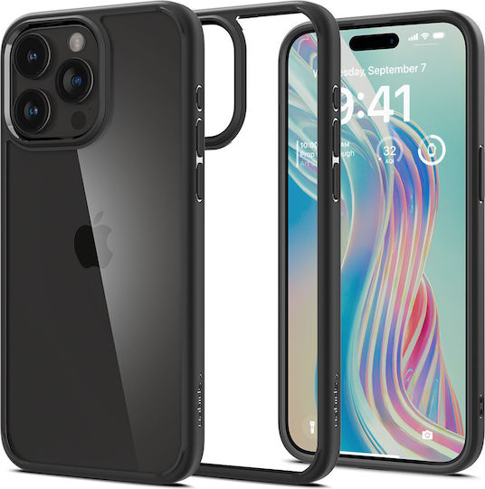 Spigen Crystal Hybrid Задна корица Пластмаса / Силикон матово черно (iPhone 15 Pro)