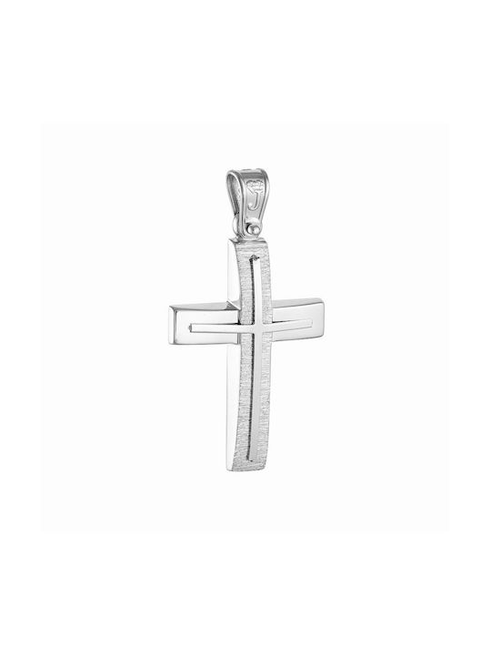 Papoulidis Jewellery Men's White Gold Cross 14K with Chain