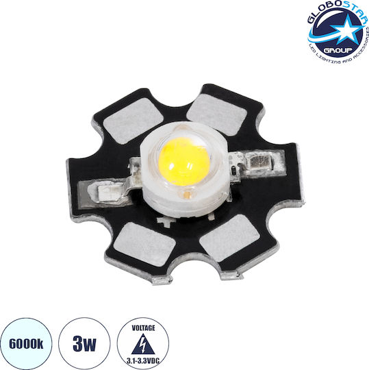 GloboStar LED Chip 3.2V 3W Ψυχρό Λευκό 1τμχ 73741