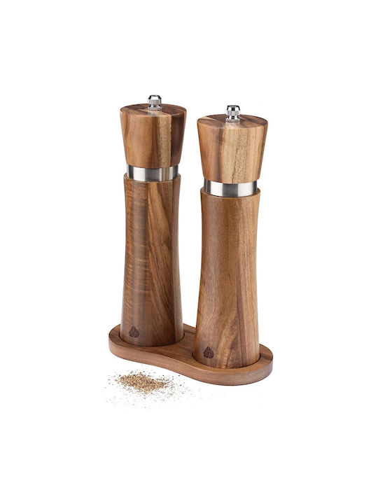 Navaris Manual Wooden Spice Mill Set Brown 2pcs