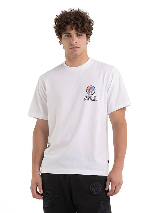 Franklin & Marshall T-shirt Bărbătesc cu Mânecă Scurtă Alb