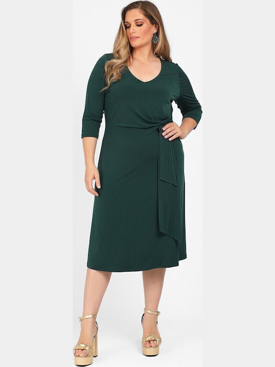 Midi Dress for Wedding and Christening Drape Green