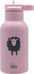 Ecolife Flasche Thermosflasche Rostfreier Stahl BPA-frei Rosa 350ml mit Stroh
