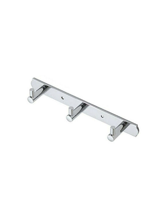 Import Hellas Wall Hanger 21063 Metal 3 Hooks Silver