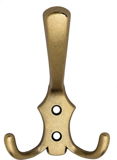 Agățător De Perete Metalic Cu 2 Compartimente Auriu 7.7x12.8cm