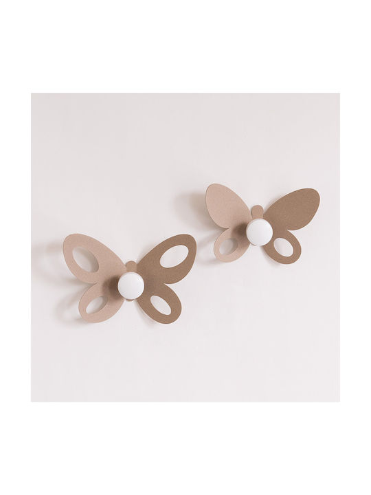 Arti E Mestieri Wall Hanger Butterfly Metal Beige 23.5cm