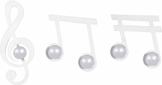 Arti E Mestieri Agățătoare De Perete Musical Notes Metalică Cu 5 Compartimente Albă 2 Bucăți