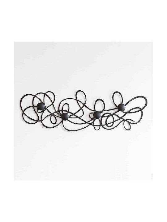 Arti E Mestieri Wall Hanger Doodle Metal 4 Hooks Black
