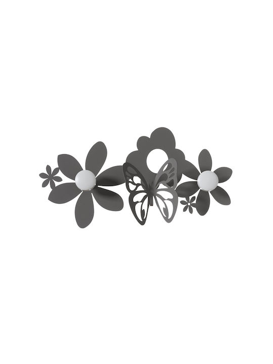 Arti E Mestieri Wall Hanger Starfalle Metal 2 Hooks Gray 44x6.5x24cm