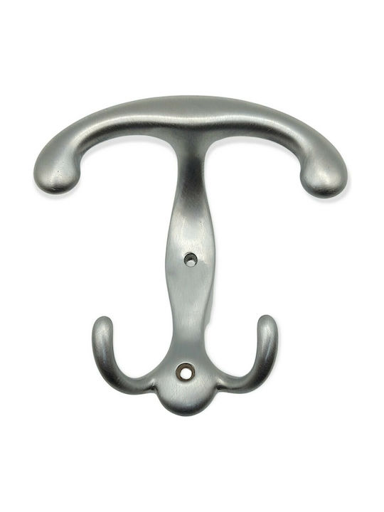 Cal Metal Wall Hanger with 3 Slots Silver 13.5x5x13cm 1pc