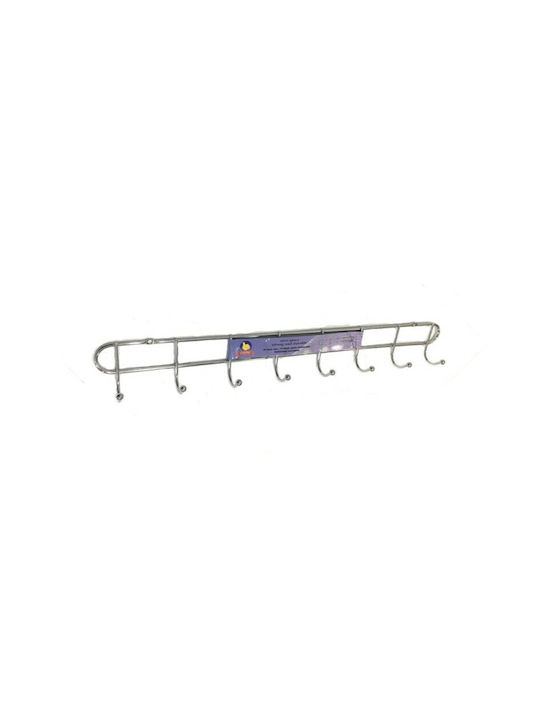 Mulex Metal Wall Hanger 8 Hooks Silver 48x5x4cm