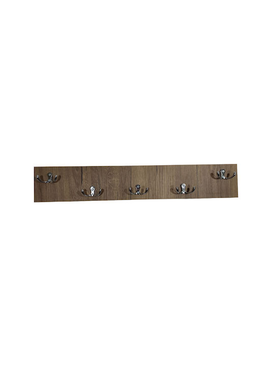 Epiplo-Fos Wall Hanger Wooden 10 Hooks Brown 60x10.5x10.5cm