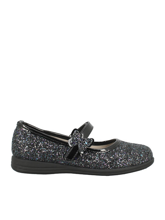 Kids Ballerinas with Hoop & Loop Closure Black